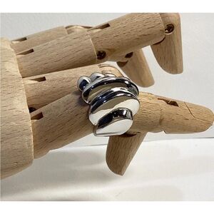 Vintage Wide Band Ring 18k Heavy White Gold Plated Size 6.5